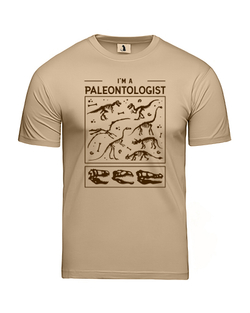 Футболка Я палеонтолог классическая прямая бежевая с коричневым рисунком