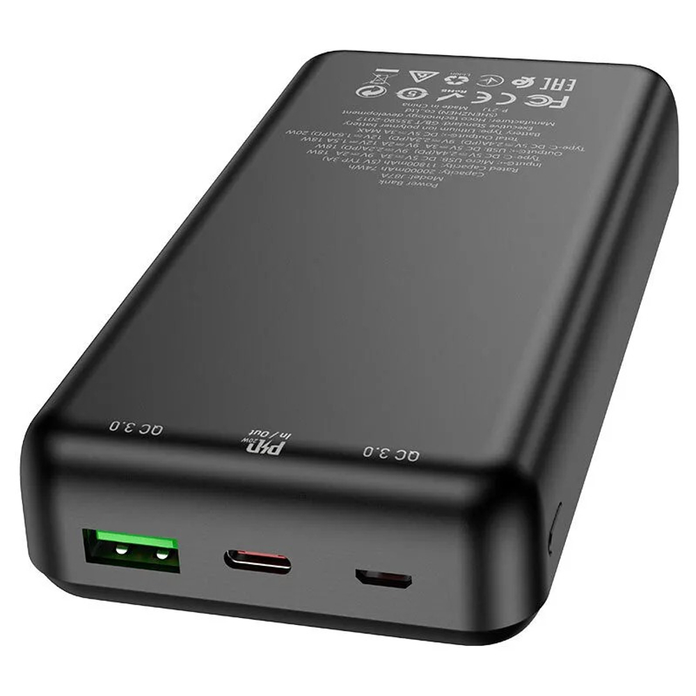 Внешний аккумулятор Hoco J87A 20000 mAh (20W, USB, MicroUSB, Type-C) Черный