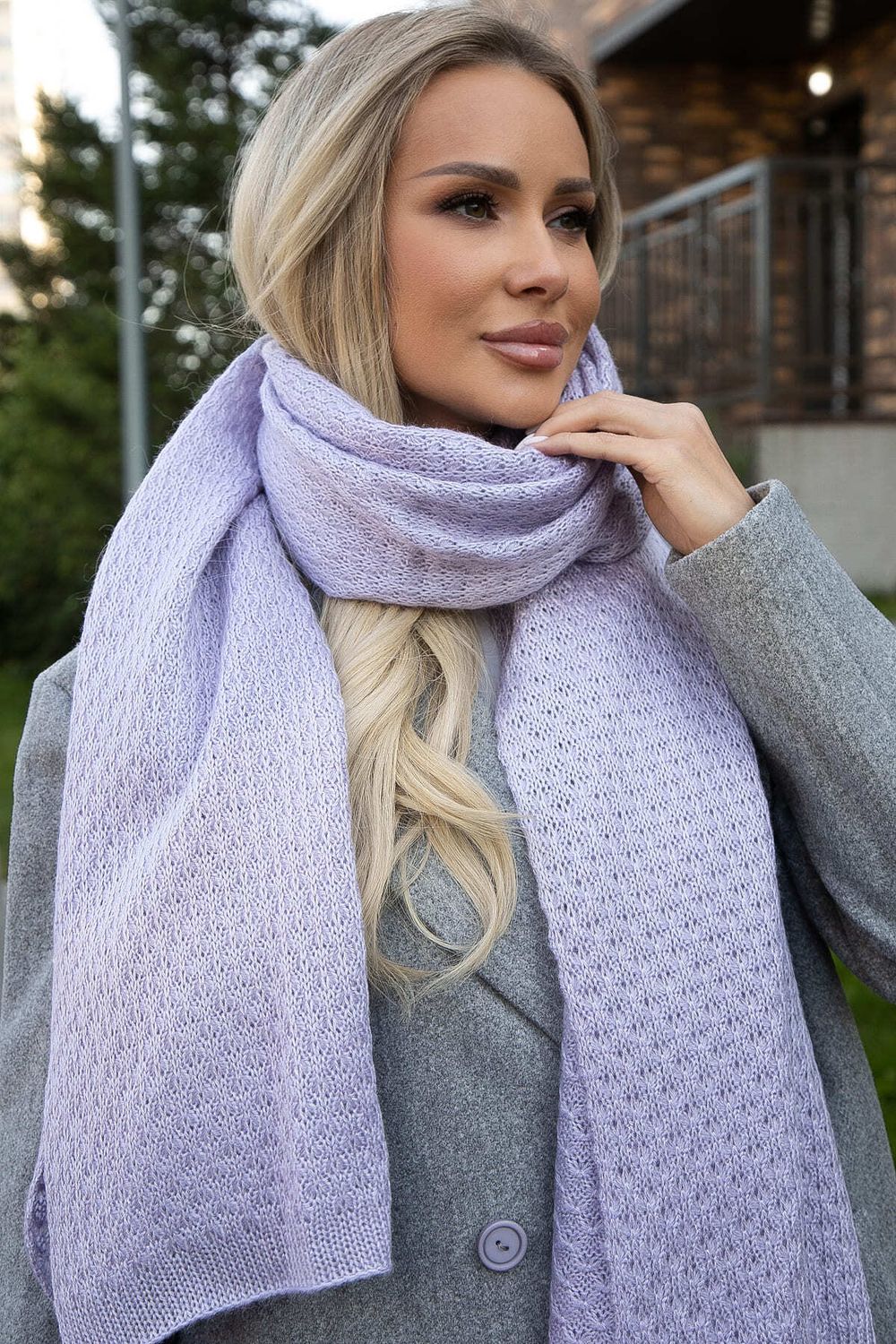 Вязаный палантин (пыльно-сиреневый) ВП01-1М LT Collection
