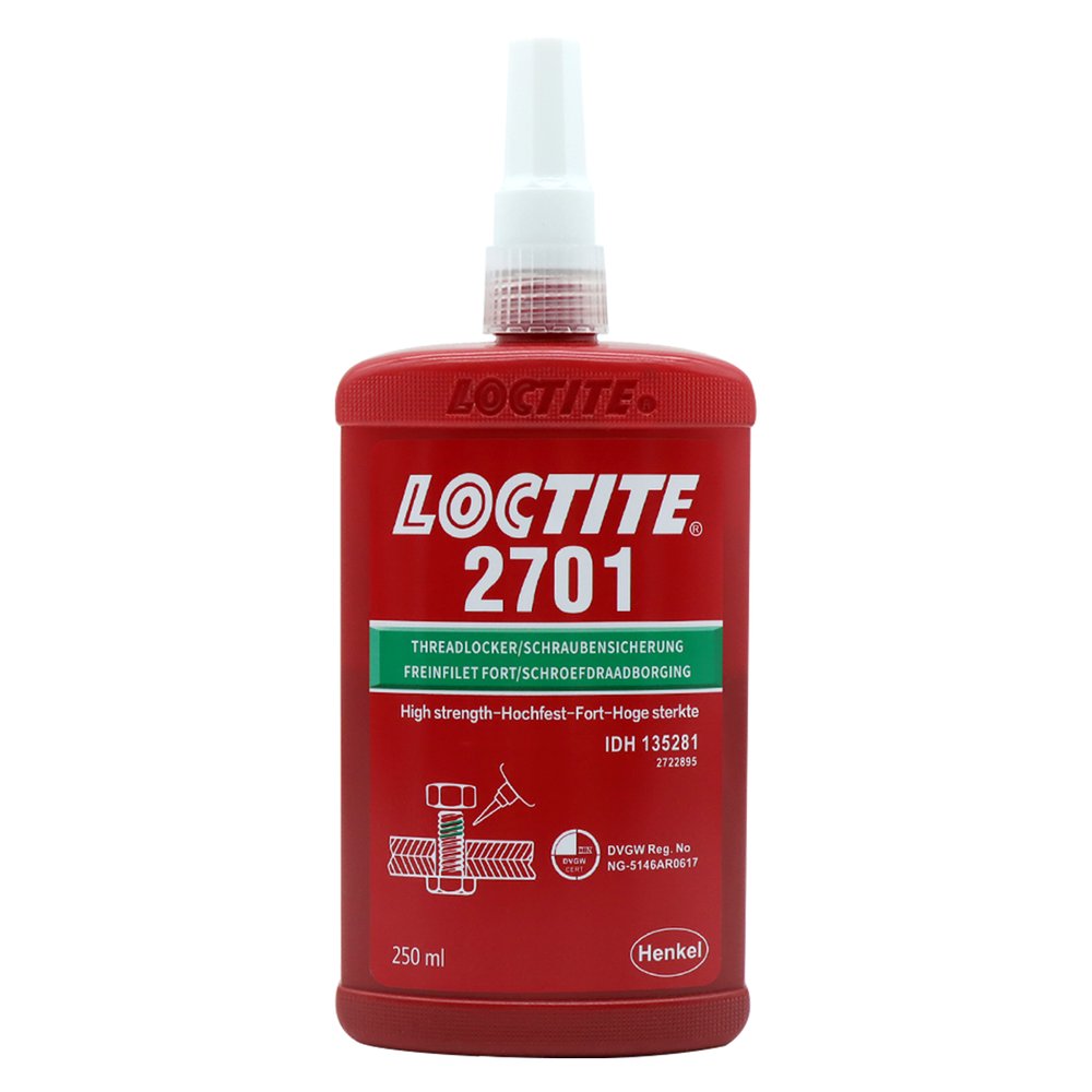 Loctite 2701, фиксатор резьбы высокой прочности для неактивных металлов.