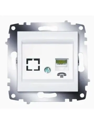 Механизм розетки TF телефонная (RJ 11+гнездо) Cosmo белый