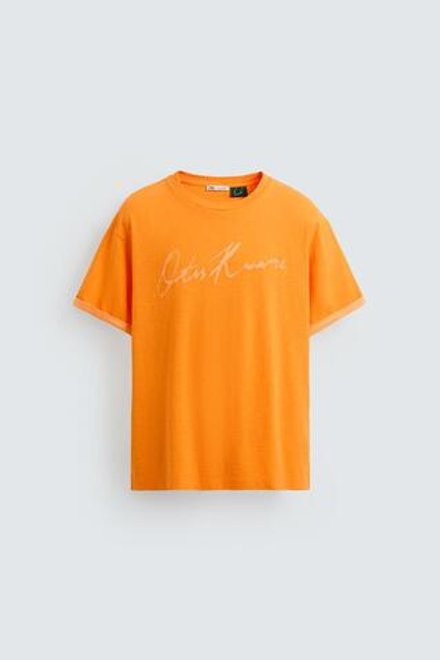 ZARA ФУТБОЛКА С АВТОГРАФОМ © OTIS KWAME KYE QUAICOE, ОРАНЖЕВЫЙ