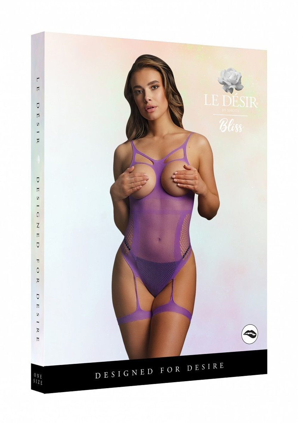 Боди с открытыми чашками и гартерами Open-cup Strappy Teddy (Размер: S-M-L) (Цвет: фиолетовый)