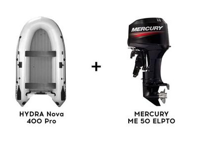 Лодка ПВХ HYDRA Nova 400 Pro + 2х-тактный лодочный мотор MERCURY ME 50 ELPTO