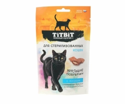 TITBIT Хрустящие подушечки для кошек с лососем 0,06 кг
