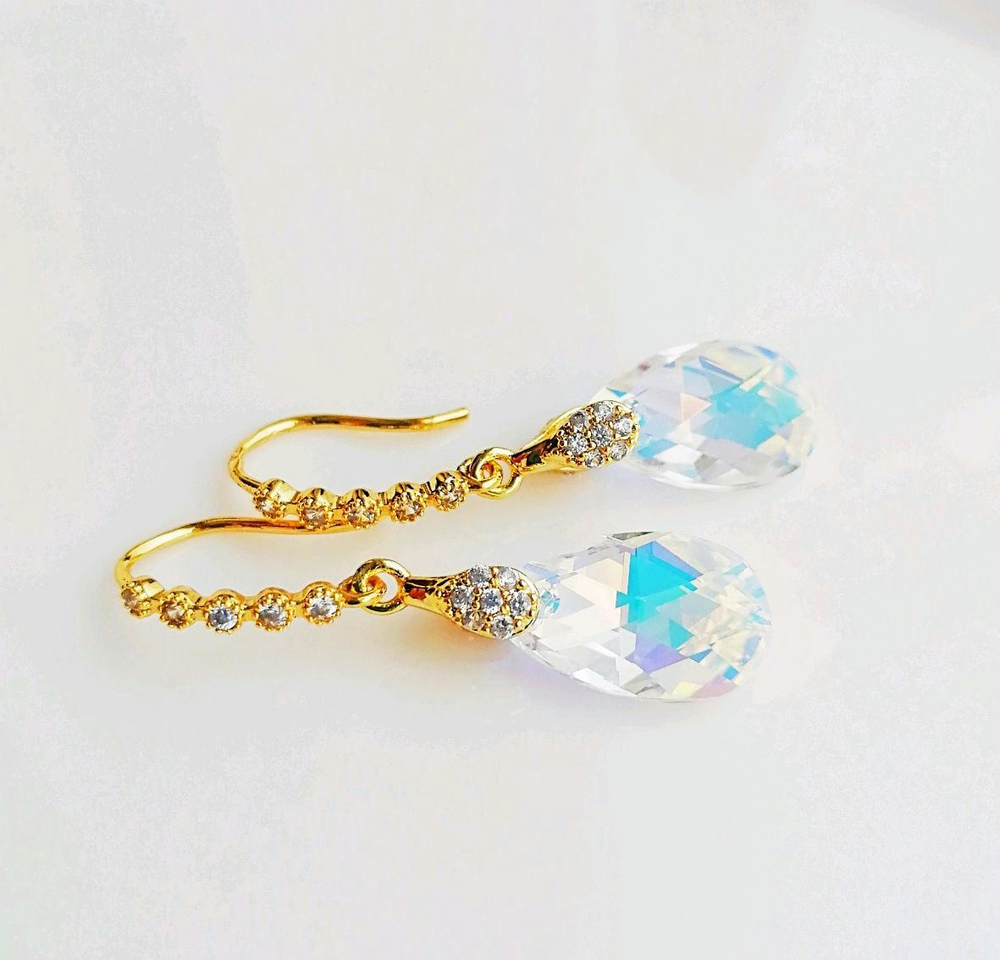 Серьги капли с австрийскими кристаллами на выпускной
