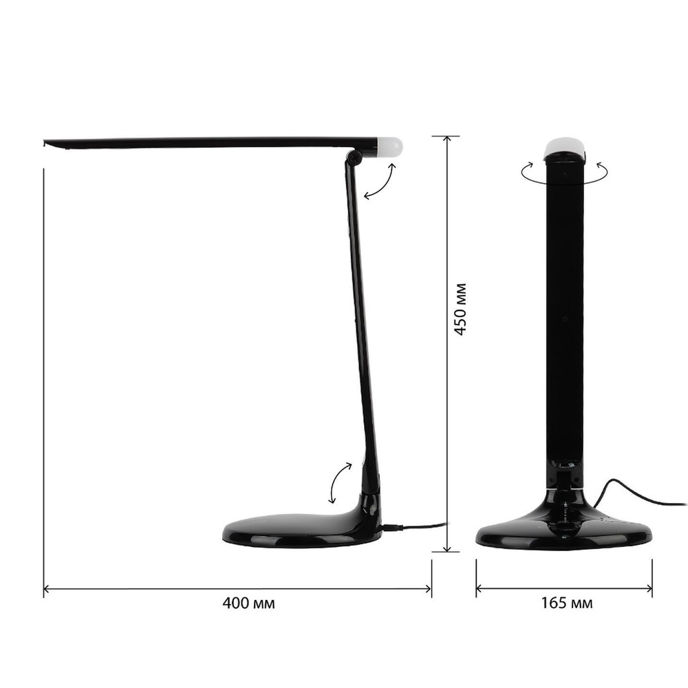 Светильник настольный LED, 10 Вт, черный, Эра, NLED-482-10W-BK, 30х180, Б0041087
