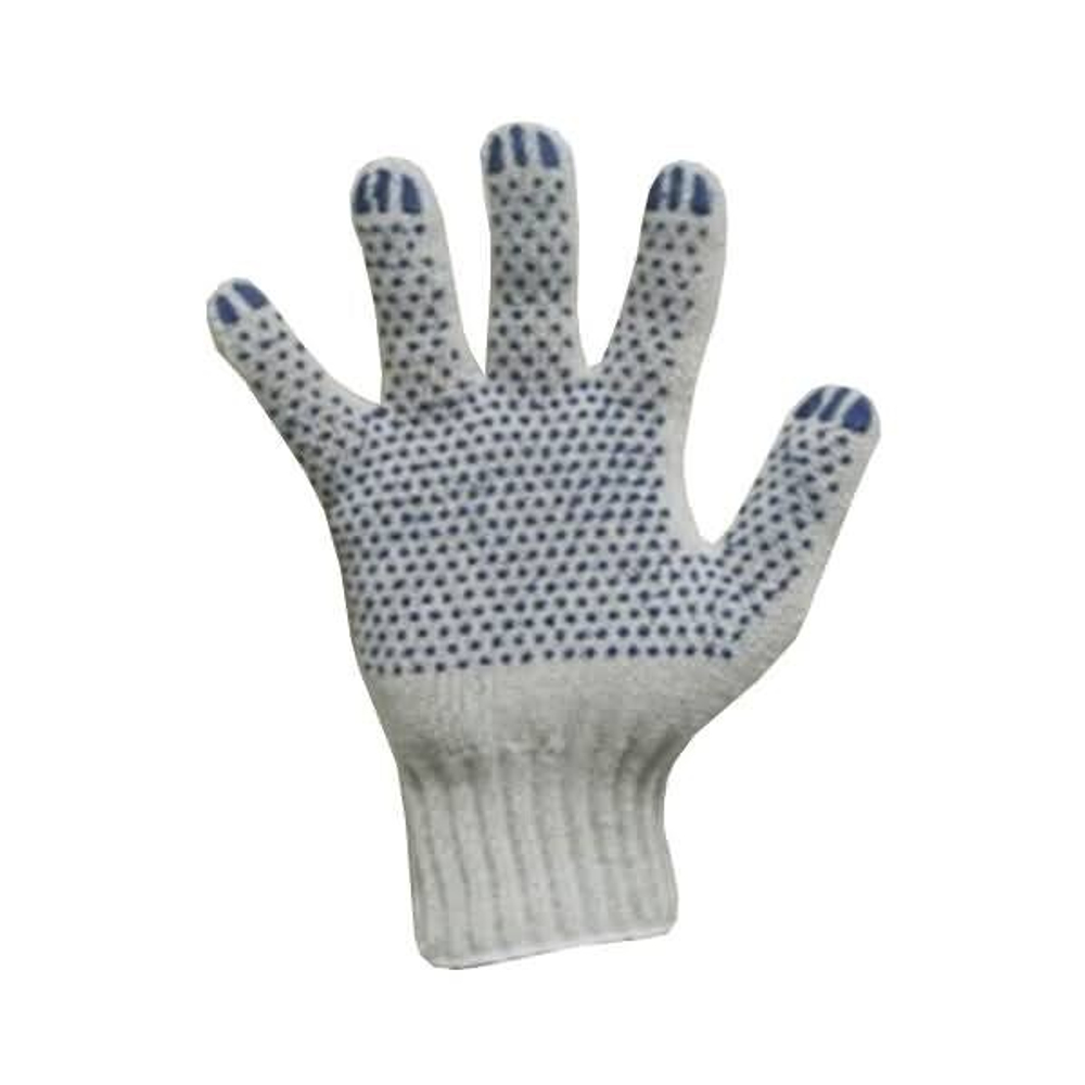 Перчатки х/б 5 нитей с ПВХ БЕЛЫЕ, точка, (комплект 10 пар)