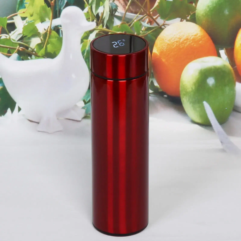 Термос 500мл «Стиль» с датчиком температуры и ситом, красный