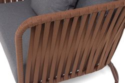 "Багамы" кресло плетеное из роупа, каркас алюминий коричневый (RAL8016) муар, роуп BZ23-ED31, ткань темно-серая 027