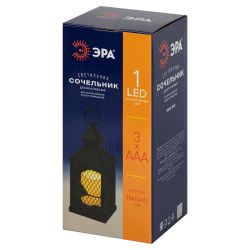 Светильник ЭРА ERANY-DF02 новогодний светодиодный Сочельник черный 3*AАA 10*10*23 см