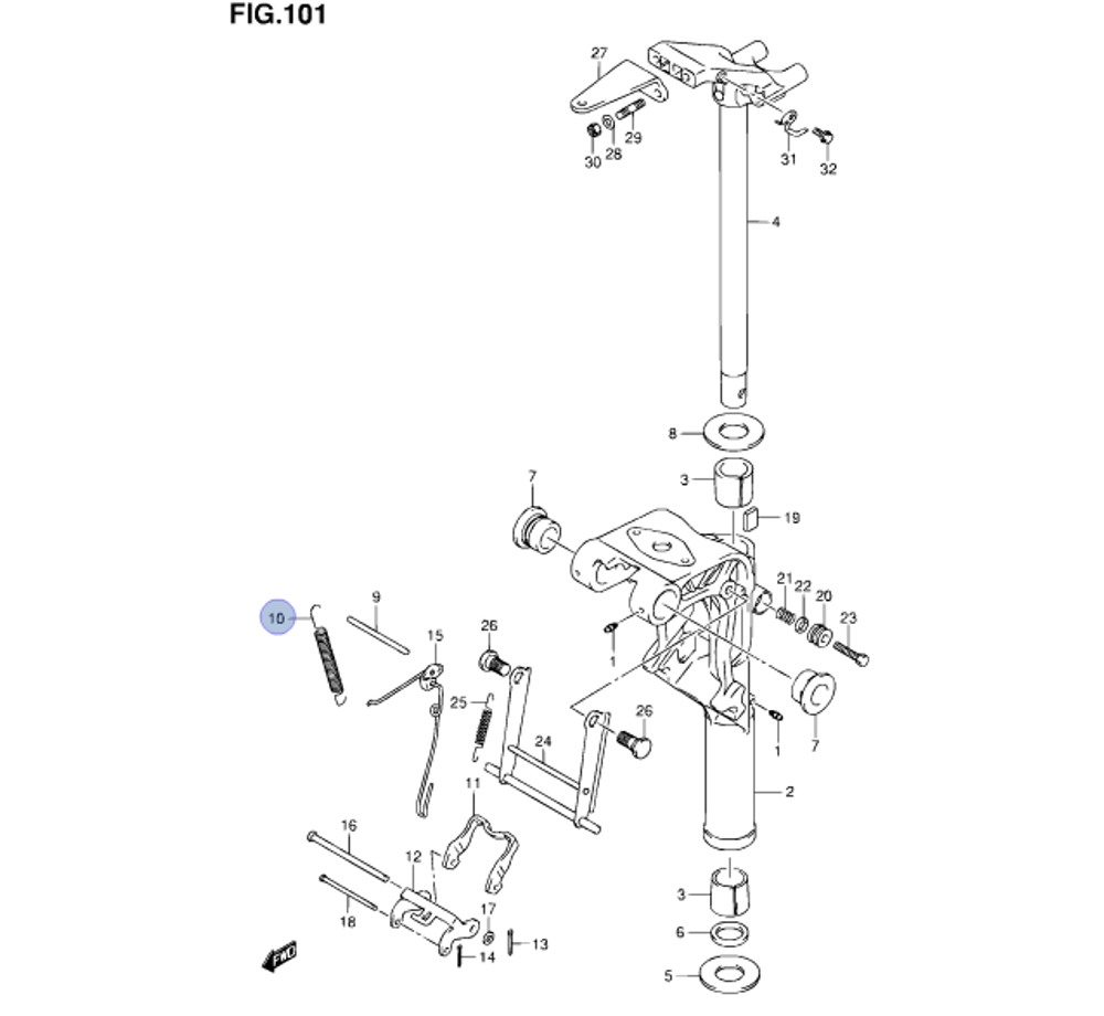 Пружина поворотного кронштейна Suzuki DF9.9-DF20