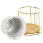 Кашпо керам, 0.27 л, 10х10.7 см, с золотой подставкой, Мрамор, Y4-5088