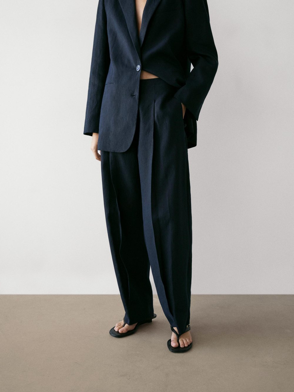 Massimo Dutti Брюки из льна, темно-синий