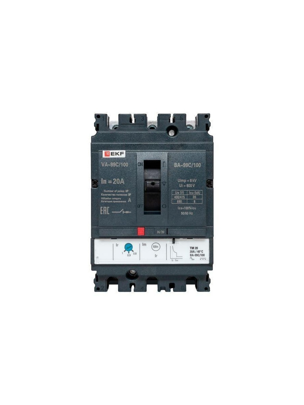 Выключатель автоматический 3п 100/20А 36кА ВА-99C Compact NS PROxima EKF mccb99C-100-20
