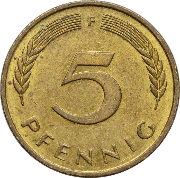 5 пфеннигов 1950-2001 Германия (ФРГ)