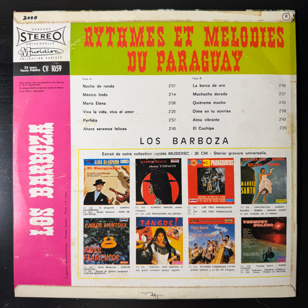 Los Barboza ‎– Rythmes Et Melodies Du Paraguay (Франция) Т