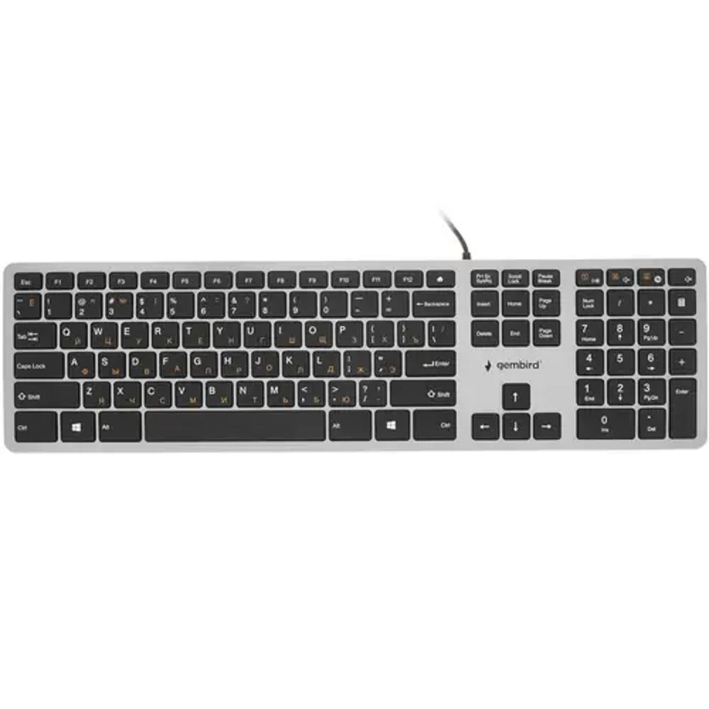 Клавиатура Клавиатура ноутбучного типа Gembird KB-8420,(USB, ножничный механизм, клавиши управления громкостью, 104 клавиши, кабель 1,5м)
