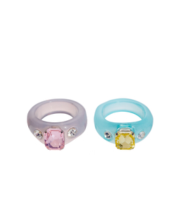 кольцо акрил, россыпь камней