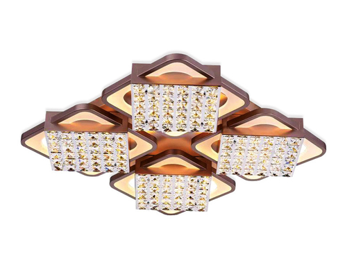 Потолочный светодиодный светильник с пультом FA129/4 CF кофе 222W 680*680*110 (ПДУ РАДИО 2.4)