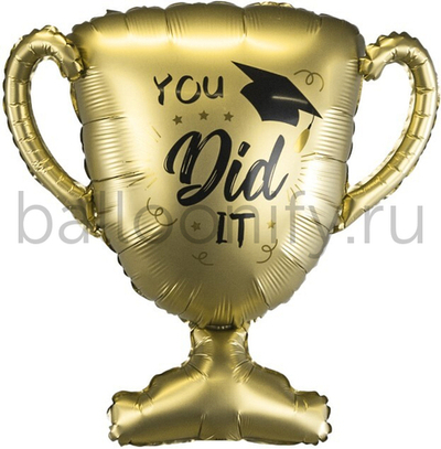 Шар (31''/79 см) Фигура, Кубок Выпускника, Золото, Сатин, 1 шт.