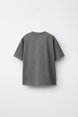 ZARA ФУТБОЛКА С РЕЛЬЕФНОЙ НАДПИСЬЮ, АНТРАЦИТОВО-СЕРЫЙ