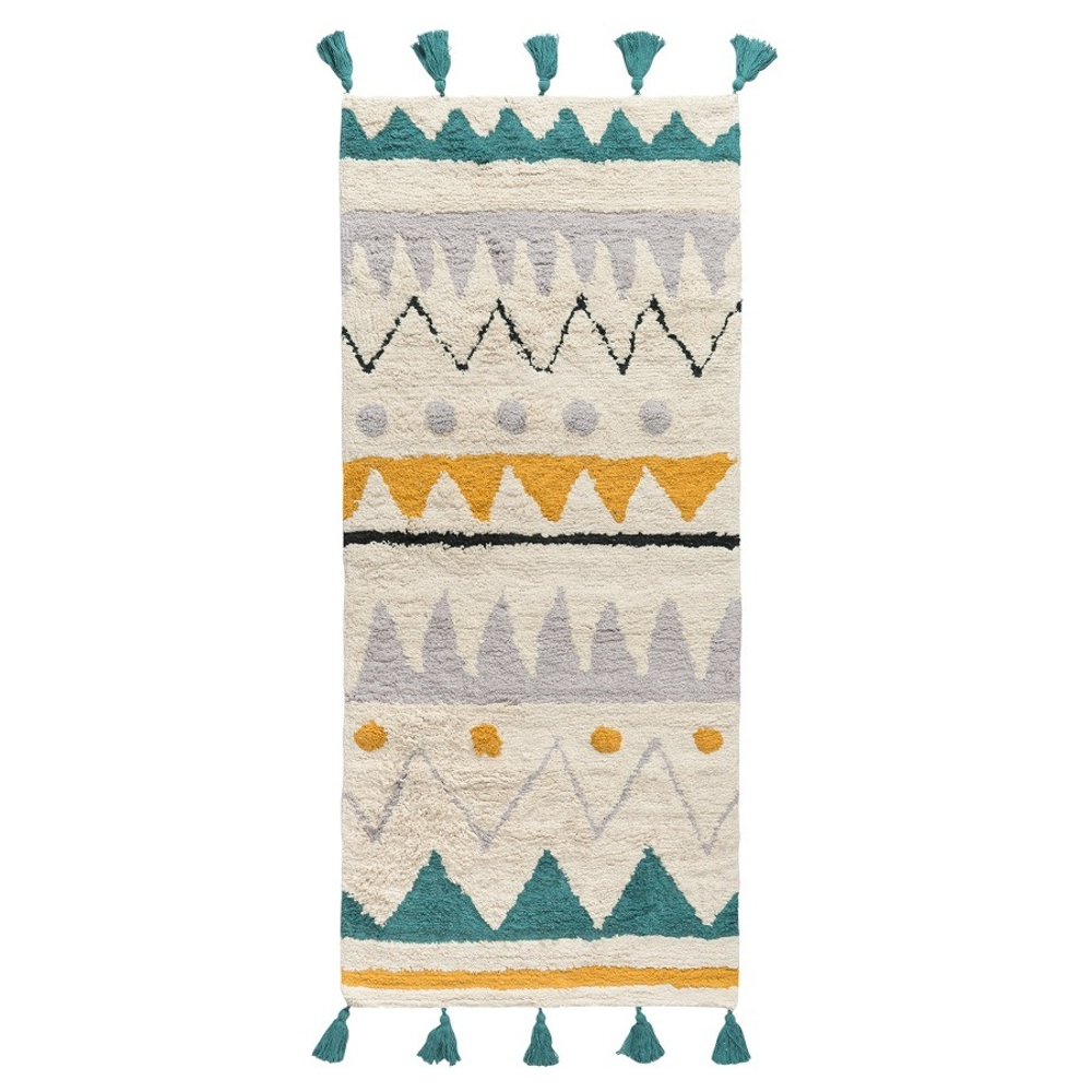 Ковер из хлопка с контрастным этническим орнаментом из коллекции ethnic, 70х160 см