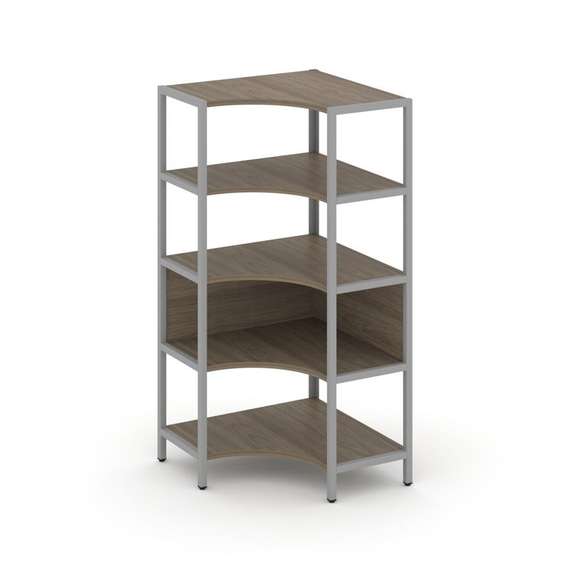 Shelf System Односекционный угловой стеллаж четырехярусный SN.STMU-411 Вяз Благородный/Металл Серый