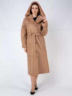 Дубленка зимняя натуральная с капюшоном