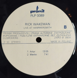 Винтажная виниловая пластинка LP Rick Wakeman Live (Польша 1987)