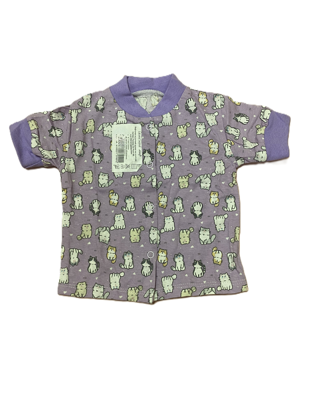 Кофточка короткий рукав на кнопках из кулирки (100% хлопок) на рост 68 см