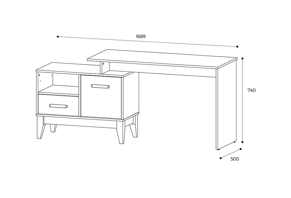 Стол письменный Скандика ПС-02 дуб смоки/кашемир