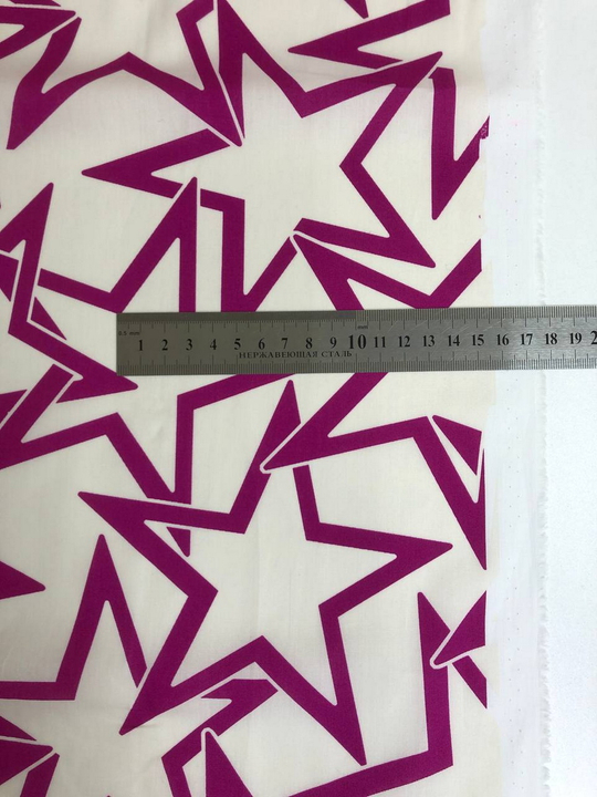 Коттон принт, звезда молочный/фуксияDD#38 (№5)