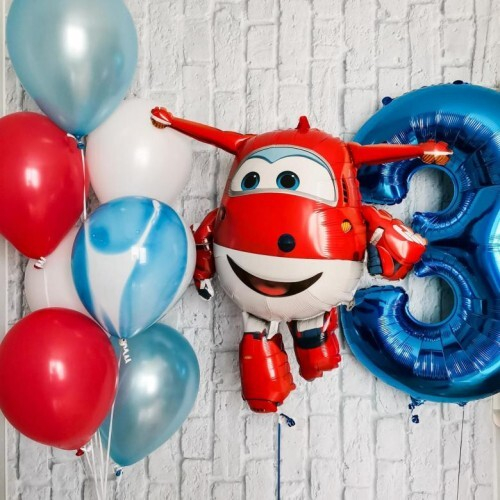 Композиция из шаров с «Самолетиком Джеттом и Цифрой 3»