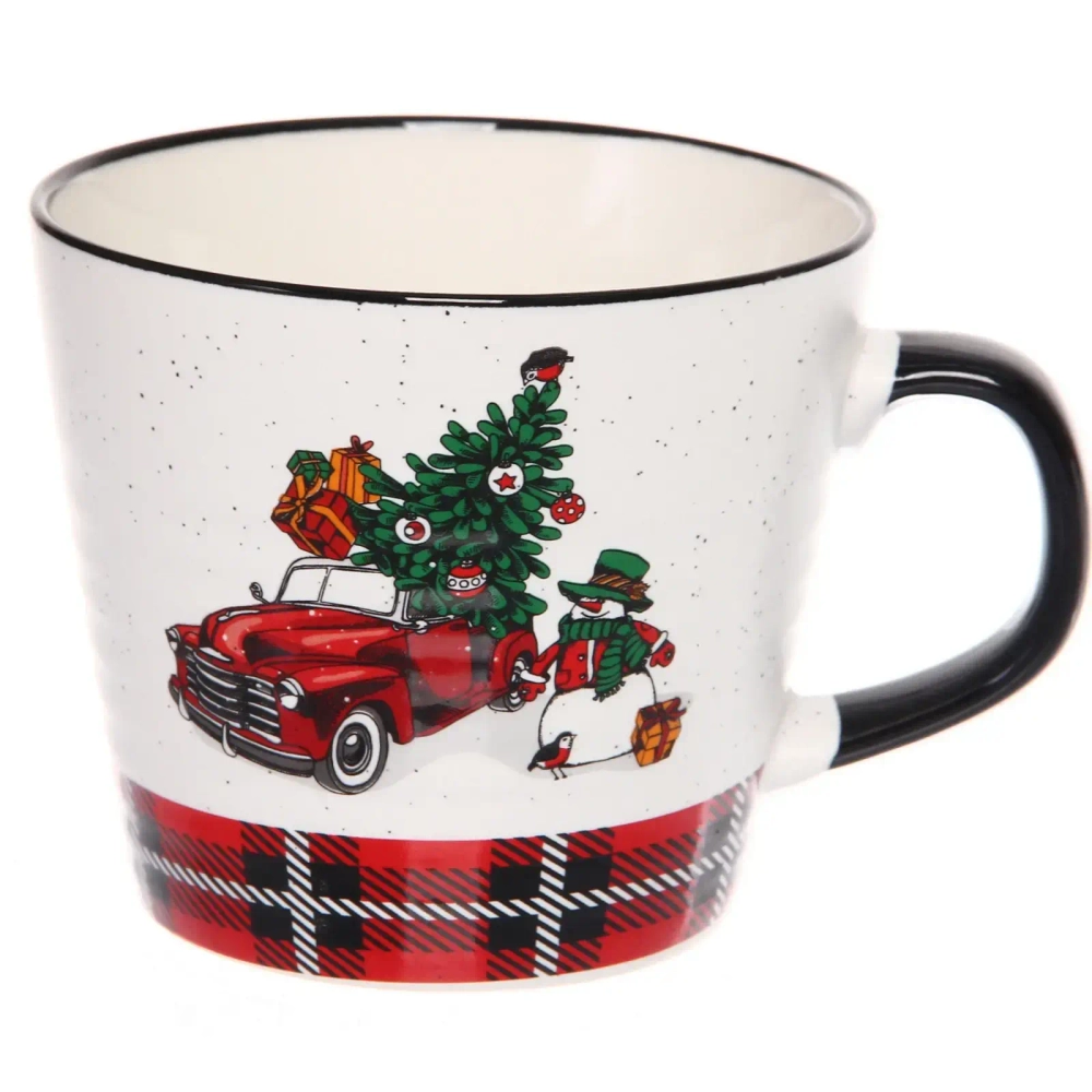 Кружка керамическая 400мл «Новогоднее авто «, микс 4рисунка