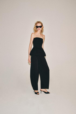 ZARA ШИРОКИЕ БРЮКИ — ZW COLLECTION, ЧЕРНЫЙ