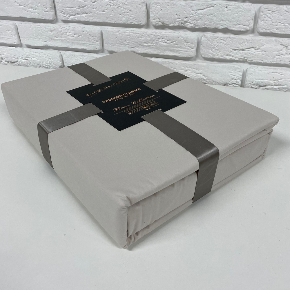 Комплект постельного белья ЕВРО 100% Сатин однотонный айвори