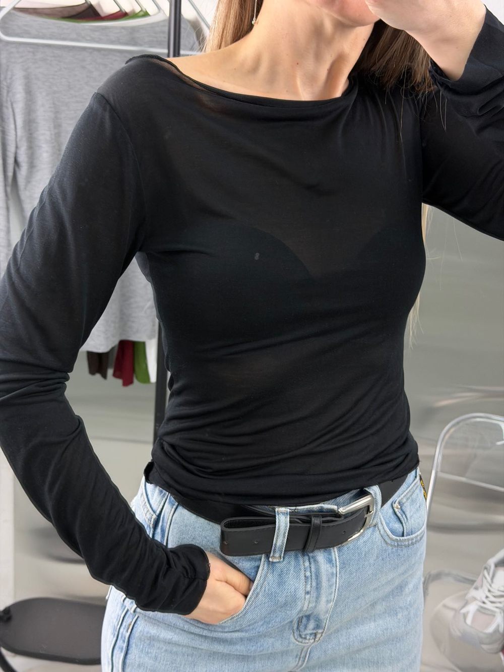 Лонгслив женский арт. 0100 цвет "чёрный"