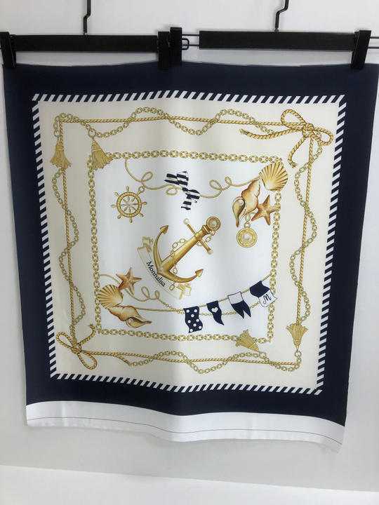 Платок принт морская тематика 69см*69см TR5#22