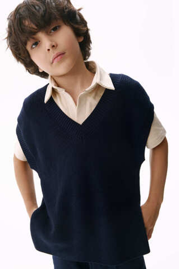 7750-38 Жилет вязаный оверсайз (темно-синий)