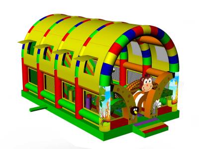 Коммерческий надувной батут «Зверята 2» с крышей, 10х6х6 м