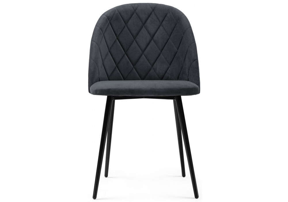 Стул на металлокаркасе Woodville Зест микровелюр серый, черный глянец, ножки черные