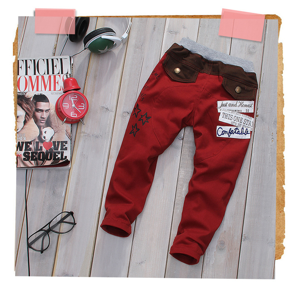 Брюки детские двухцветные с надписями и звездами