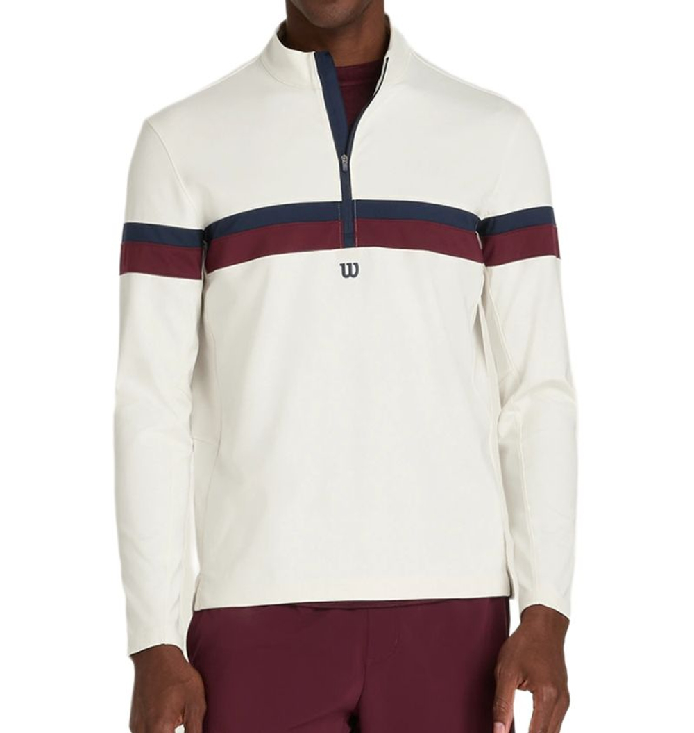 Мужская теннисная футболка с длинным рукавом Wilson Elevate Performance Half-Zip Longsleeve - sandrift