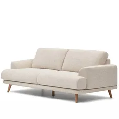 Трехместный диван Karin, белый шенилл, ножки из массива бука, 231 см