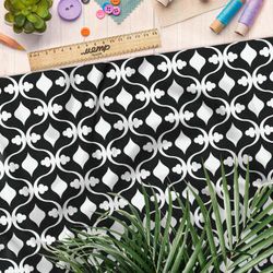 Ткань габардин чёрно-белые крести и пики