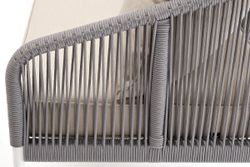 "Канны" диван 3-местный плетеный из роупа, каркас алюминий белый муар, роуп светло-серый круглый, ткань бежевая 15052