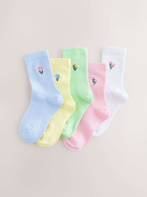Носки хлопковые для девочки Next AT4-453, 5 штук, Розовый, Белый, Голубой