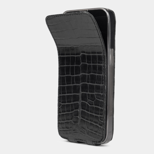 Чехол для iPhone 13 Pro из кожи аллигатора, черного цвета