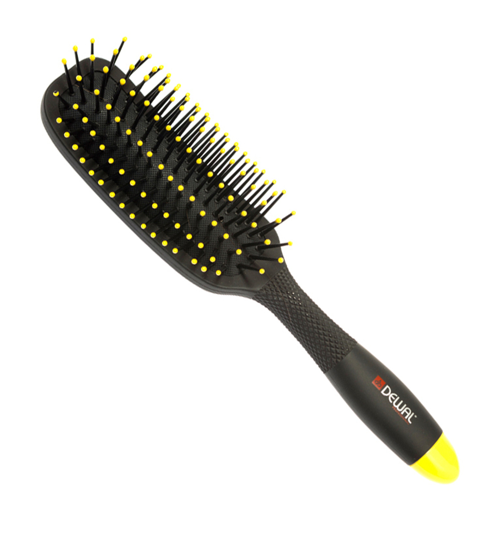 Щетка массажнDEWAL"BANANA black".прямоуг.узкая7 ряд